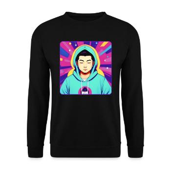 Garçon coloré cool en sweat à capuche aux couleurs des chakras - Sweat-shirt Unisexe - noir - Devant - Alina (178cm) & Michal (187cm)
