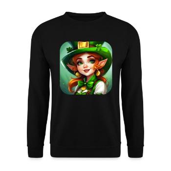 Fille lutin de la Saint-Patrick avec trèfle - Sweat-shirt Unisexe - noir - Devant - Alina (178cm) & Michal (187cm)