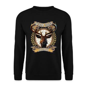 Lausbua Bayern Tirol ersatz Tracht Lederhosen - Unisex Pullover - Schwarz - Vorne - Alina (178cm) & Michal (187cm)