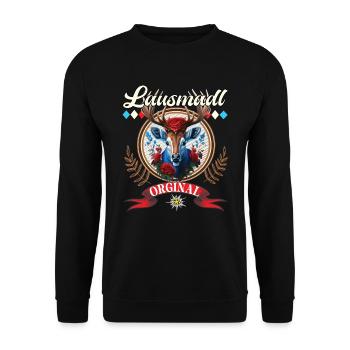 Lausmadl Dirndel ersatz Kostüm Bayrisch Spruch - Unisex Pullover - Schwarz - Vorne - Alina (178cm) & Michal (187cm)