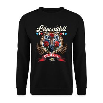 Lausmadl Dirndel ersatz Kostüm Bayrisch Spruch - Unisex Sweatshirt - black - Front - Alina (178cm) & Michal (187cm)