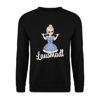 Lausmadl Dirndel ersatz Kostüm Bayrisch Spruch - Unisex Pullover - Schwarz - Vorne - Alina (178cm) & Michal (187cm)