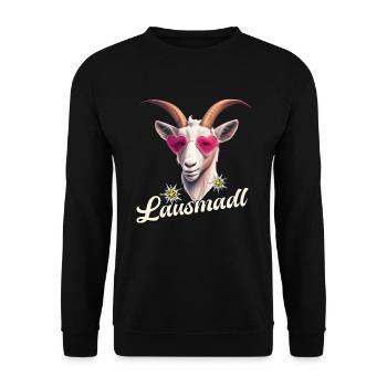 Lausmadl Dirndel Ersatz Kostüm Bayrisch Spruch - Unisex Pullover - Schwarz - Vorne - Alina (178cm) & Michal (187cm)