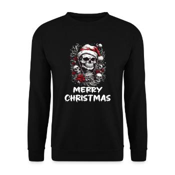 Crâne dans la tenue de Noël Design de Noël - Sweat-shirt Unisexe - noir - Devant - Alina (178cm) & Michal (187cm)