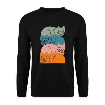 Colorful funny Cats lustige mehrfarbige Katzen - Unisex Sweatshirt - black - Front - Alina (178cm) & Michal (187cm)