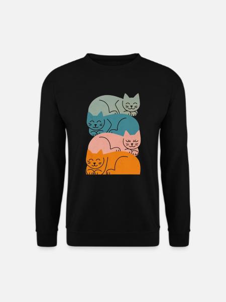 Colorful funny Cats lustige mehrfarbige Katzen - Unisex Pullover - Schwarz