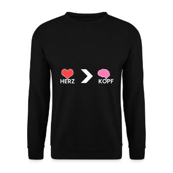 Herz > Kopf - Unisex Pullover - Schwarz - Vorne - Alina (178cm) & Michal (187cm)