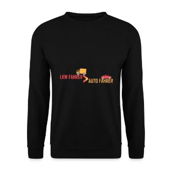 LKW Fahrer > Auto Fahrer - Unisex Pullover - Schwarz - Vorne - Alina (178cm) & Michal (187cm)