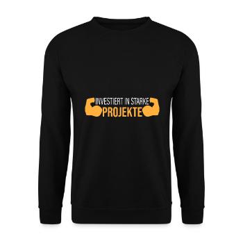 investiert in starke Projekte - Unisex Pullover - Schwarz - Vorne - Alina (178cm) & Michal (187cm)