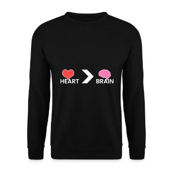 Heart > brain - Unisex Sweatshirt - black - Front - Alina (178cm) & Michal (187cm)