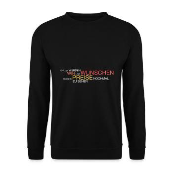 Bald wünscht man sich die Preise - Unisex Pullover - Schwarz - Vorne - Alina (178cm) & Michal (187cm)