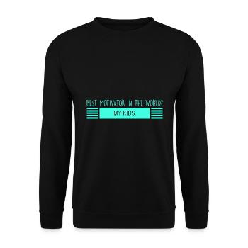 meine Kinder: beste Motivatoren - Unisex Pullover - Schwarz - Vorne - Alina (178cm) & Michal (187cm)