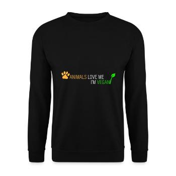 Tiere lieben mich - ich bin Veganer - Unisex Pullover - Schwarz - Vorne - Alina (178cm) & Michal (187cm)