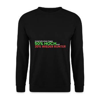 50% hoch und 30% runter - Unisex Pullover - Schwarz - Vorne - Alina (178cm) & Michal (187cm)
