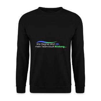 Alle sind AP und gekauft wird Rüstung - Unisex Pullover - Schwarz - Vorne - Alina (178cm) & Michal (187cm)