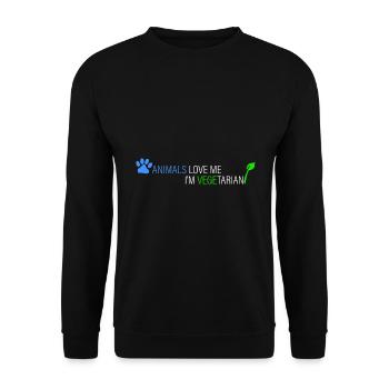 Tiere lieben mich - ich bin Vegetarier - Unisex Pullover - Schwarz - Vorne - Alina (178cm) & Michal (187cm)