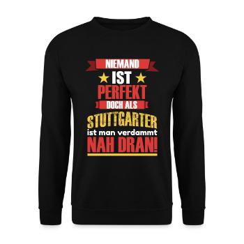 Stuttgarter Spruch Stuttgart Logo - Unisex Pullover - Schwarz - Vorne - Alina (178cm) & Michal (187cm)
