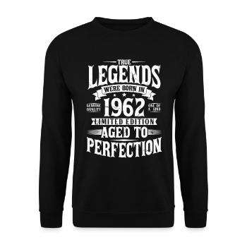 Année de naissance 1962 naissance Cadeau d’anniversaire - Sweat-shirt Unisexe - noir - Devant - Alina (178cm) & Michal (187cm)