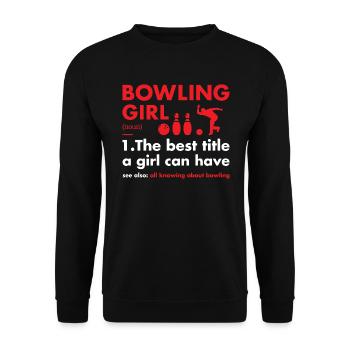 Sport Girl Definition Bowling - Unisex Pullover - Schwarz - Vorne - Alina (178cm) & Michal (187cm)