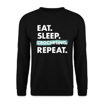 Crocheteur Eat Sleep Crochet - Sweat-shirt Unisexe - noir - Devant - Alina (178cm) & Michal (187cm)