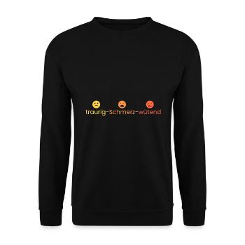 traurig - Schmerz - wütend - Unisex Pullover - Schwarz - Vorne - Alina (178cm) & Michal (187cm)