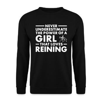 Reiner Never Underestimate The Power Of A Girl - Unisex Sweatshirt - black - Front - Alina (178cm) & Michal (187cm)