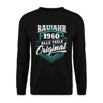 1960 Geburtsjahr Geburtstag Geburt geboren - Unisex Pullover - Schwarz - Vorne - Alina (178cm) & Michal (187cm)