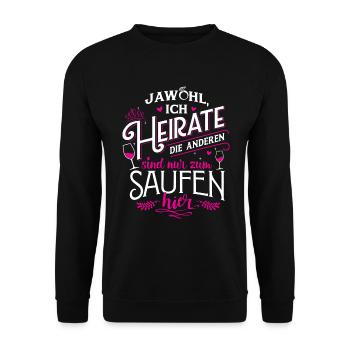 Braut Junggesellin Junggesellinenabschied JGA Ja - Unisex Pullover - Schwarz - Vorne - Alina (178cm) & Michal (187cm)