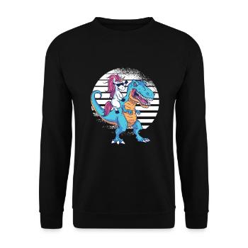 Licorne sur Dino T-Shirt Cadeau Dinosaure Trex - Sweat-shirt Unisexe - noir - Devant - Alina (178cm) & Michal (187cm)