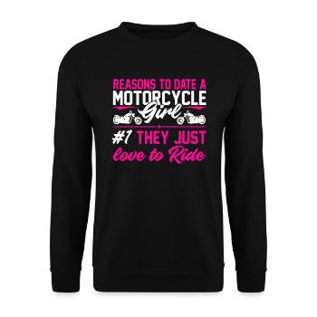 Sexy Biker Gift Motorcycle Dates Bikes - Unisex Sweatshirt - black - Front - Alina (178cm) & Michal (187cm)
