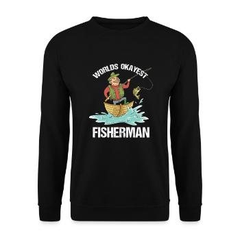 Angeln Geschenk fischen Fische lustig Karpfen - Unisex Pullover - Schwarz - Vorne - Alina (178cm) & Michal (187cm)