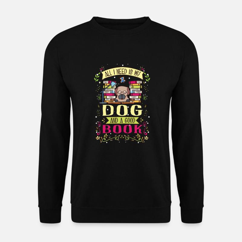 Lesen Geschenk Hunde Bücher Literatur - Unisex Pullover - Schwarz