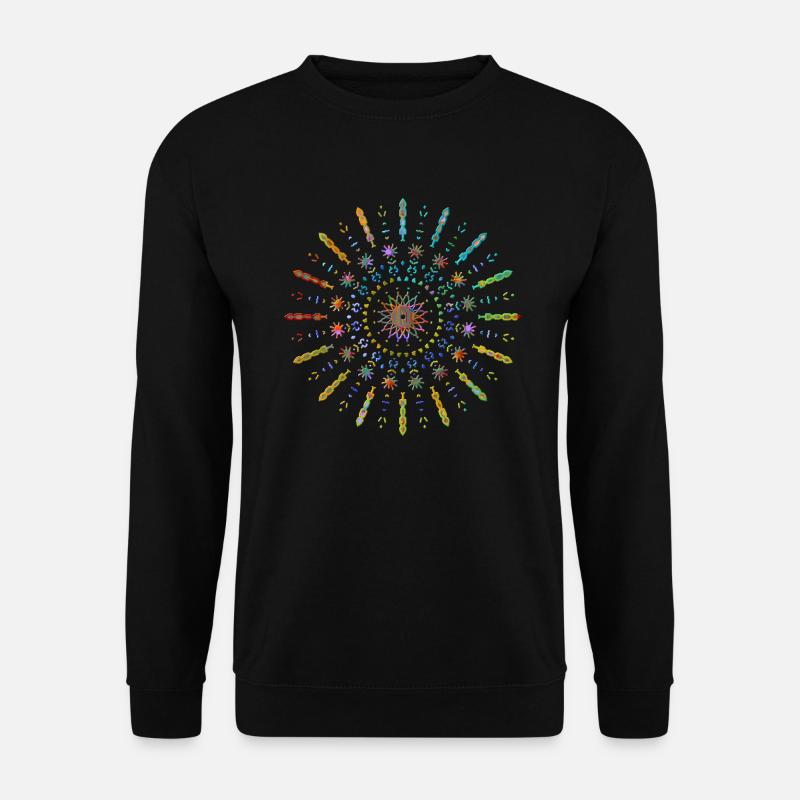 Mandala Yoga tribal Sonne strahlend gelb bunt - Unisex Pullover - Schwarz