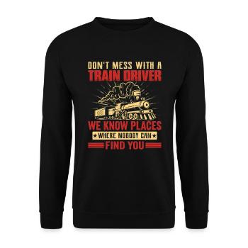 Conducteur de train, contrôle de locomotive, passionné de rail - Sweat-shirt Unisexe - noir - Devant - Alina (178cm) & Michal (187cm)