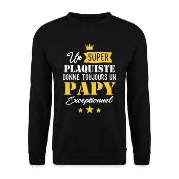 Papy plaquiste cadeau drôle humour papi retraite - Sweat-shirt Unisexe - noir - Devant - Alina (178cm) & Michal (187cm)