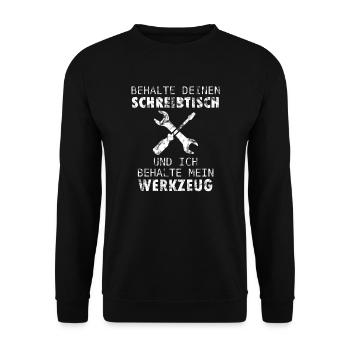 Werkzeug Spruch Arbeit Handwerk Beruf Stolz - Unisex Pullover - Schwarz - Vorne - Alina (178cm) & Michal (187cm)