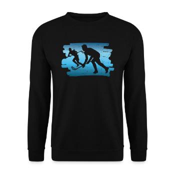 Floorball Floorball Game Motif Floorball Player - Unisex Sweatshirt - black - Front - Alina (178cm) & Michal (187cm)