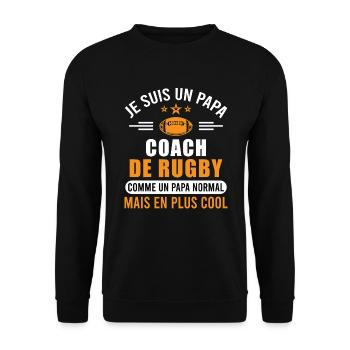 Papa Coach Rugby Entraineur Rugbyman Idée Cadeau - Sweat-shirt Unisexe - noir - Devant - Alina (178cm) & Michal (187cm)