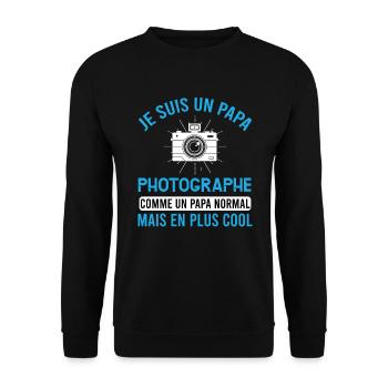 Papa photographe cadeau métier photographie humour - Sweat-shirt Unisexe - noir - Devant - Alina (178cm) & Michal (187cm)