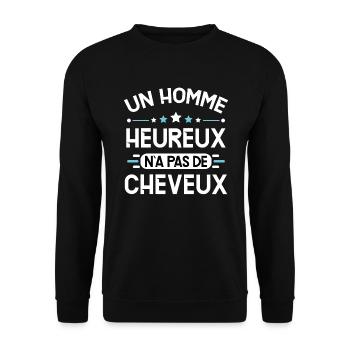 Chauve idée cadeau humour cheveux calvitie - Sweat-shirt Unisexe - noir - Devant - Alina (178cm) & Michal (187cm)