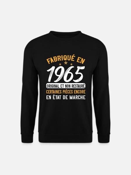1965 anniversaire année de naissance cadeau humour - Sweat-shirt Unisexe - noir