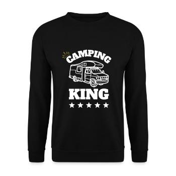 Camping King Gift Idea - Unisex Sweatshirt - black - Front - Alina (178cm) & Michal (187cm)
