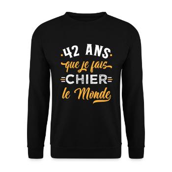 Anniversaire 42 ans, idée cadeau date de naissance - Sweat-shirt Unisexe - noir - Devant - Alina (178cm) & Michal (187cm)