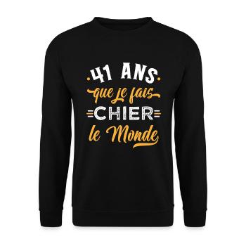 Anniversaire 41 ans, idée cadeau date de naissance - Sweat-shirt Unisexe - noir - Devant - Alina (178cm) & Michal (187cm)