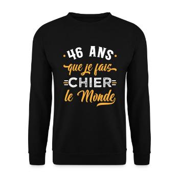 Anniversaire 46 ans, idée cadeau date de naissance - Sweat-shirt Unisexe - noir - Devant - Alina (178cm) & Michal (187cm)