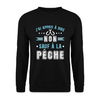 Pêcheur idée cadeau Pêche Citations Humour passion - Sweat-shirt Unisexe - noir - Devant - Alina (178cm) & Michal (187cm)