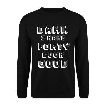40. Geburtstag - Unisex Pullover - Schwarz - Vorne - Alina (178cm) & Michal (187cm)