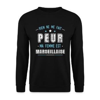 Marseille idée cadeau couple région Marseillaise - Sweat-shirt Unisexe - noir - Devant - Alina (178cm) & Michal (187cm)