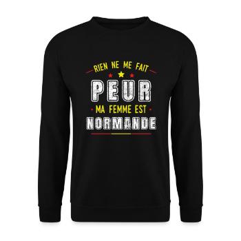 Normandie Idée Cadeau Couple Normand Citation - Sweat-shirt Unisexe - noir - Devant - Alina (178cm) & Michal (187cm)
