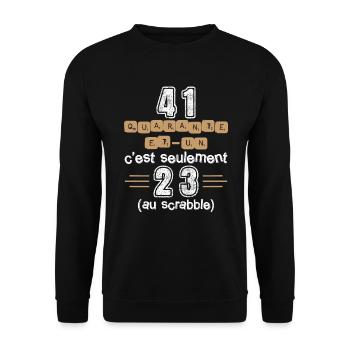 Anniversaire 41 ans, idée cadeau date de naissance - Sweat-shirt Unisexe - noir - Devant - Alina (178cm) & Michal (187cm)